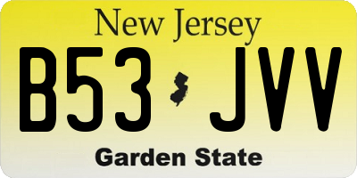 NJ license plate B53JVV