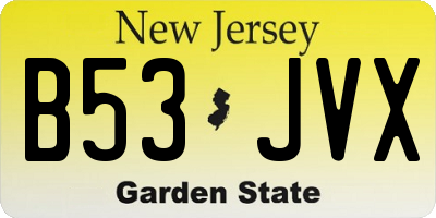 NJ license plate B53JVX