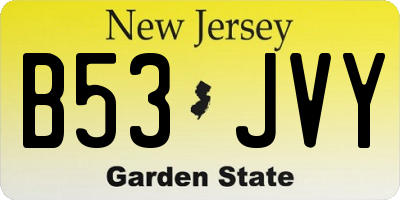 NJ license plate B53JVY
