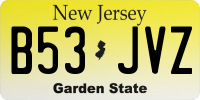 NJ license plate B53JVZ