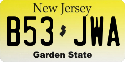 NJ license plate B53JWA