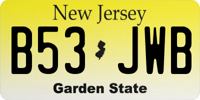NJ license plate B53JWB