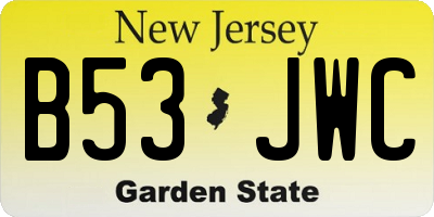 NJ license plate B53JWC