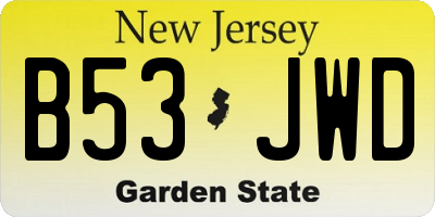 NJ license plate B53JWD