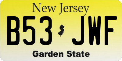 NJ license plate B53JWF
