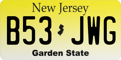 NJ license plate B53JWG
