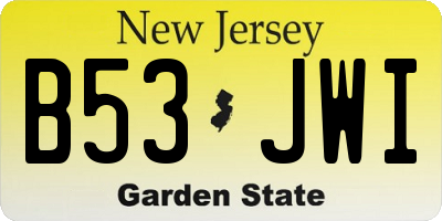 NJ license plate B53JWI