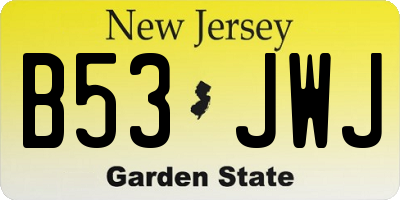 NJ license plate B53JWJ