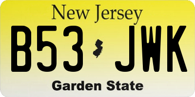 NJ license plate B53JWK