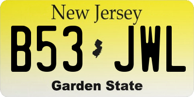 NJ license plate B53JWL