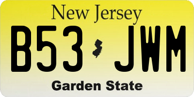 NJ license plate B53JWM