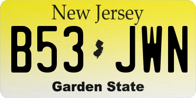 NJ license plate B53JWN