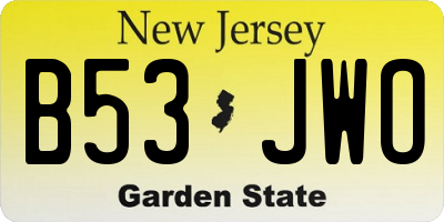 NJ license plate B53JWO