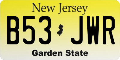 NJ license plate B53JWR
