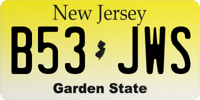 NJ license plate B53JWS