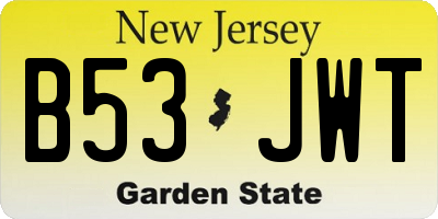 NJ license plate B53JWT