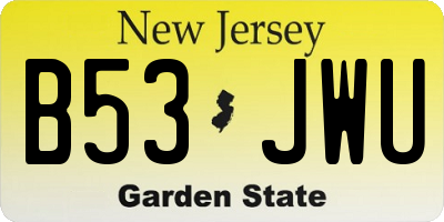 NJ license plate B53JWU
