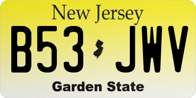 NJ license plate B53JWV