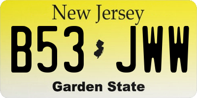 NJ license plate B53JWW