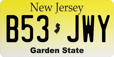 NJ license plate B53JWY