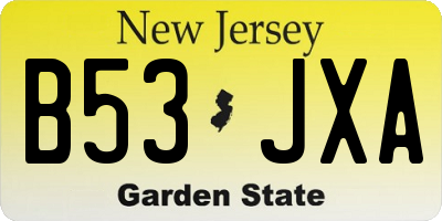 NJ license plate B53JXA