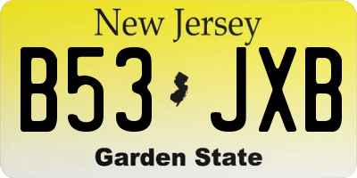 NJ license plate B53JXB