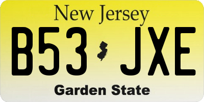 NJ license plate B53JXE