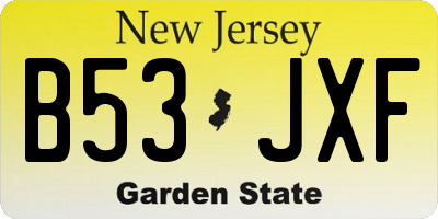 NJ license plate B53JXF