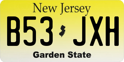 NJ license plate B53JXH