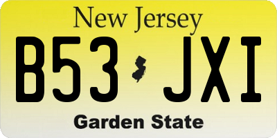 NJ license plate B53JXI