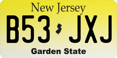 NJ license plate B53JXJ