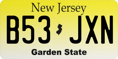 NJ license plate B53JXN
