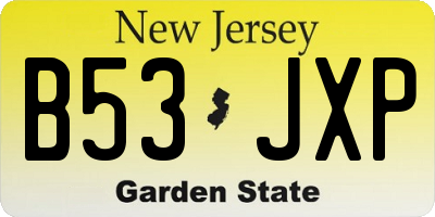 NJ license plate B53JXP
