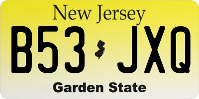 NJ license plate B53JXQ
