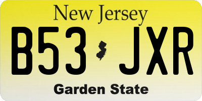 NJ license plate B53JXR