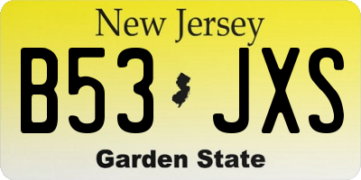 NJ license plate B53JXS
