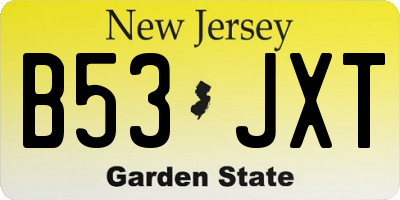 NJ license plate B53JXT