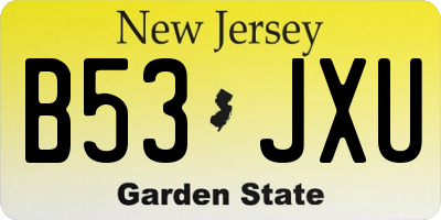 NJ license plate B53JXU