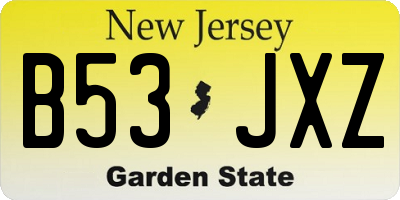NJ license plate B53JXZ