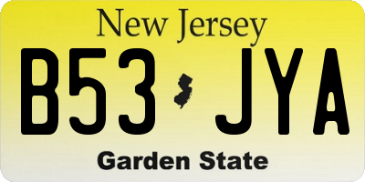 NJ license plate B53JYA