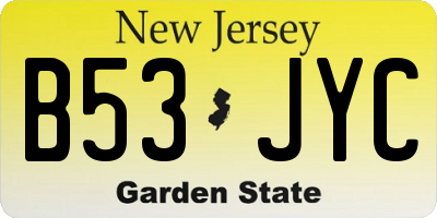 NJ license plate B53JYC