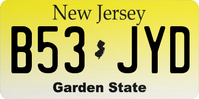 NJ license plate B53JYD