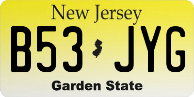 NJ license plate B53JYG