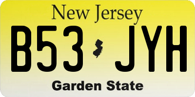 NJ license plate B53JYH