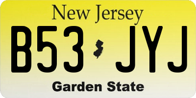 NJ license plate B53JYJ