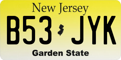 NJ license plate B53JYK