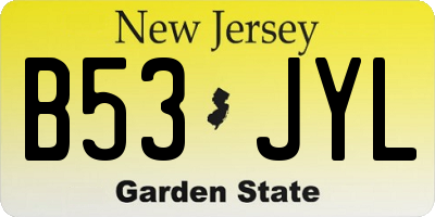 NJ license plate B53JYL