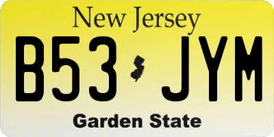 NJ license plate B53JYM
