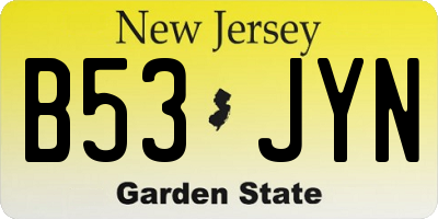 NJ license plate B53JYN