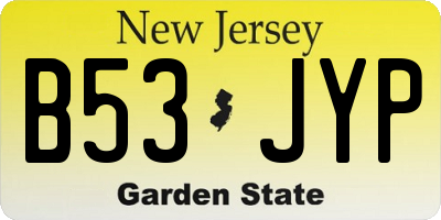 NJ license plate B53JYP